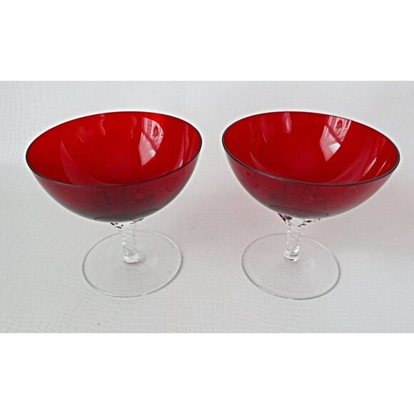 4 Vintage Blefeld Royal Ruby Stem Wine Glasses Barware - Picture 3 of 6